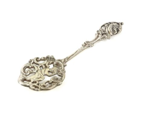 Pierced silver sifter/caddy spoon by Nathan and Hayes, Birmingham 1893