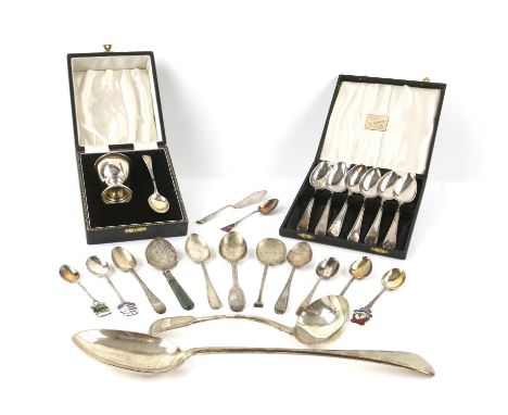Victorian silver Old English pattern gravy spoon, by James Dixon & Sons Ltd., Sheffield, 1899, sauce ladle, spoons, egg cup a