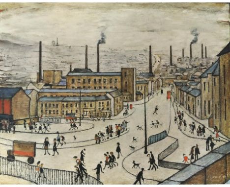 § Laurence Stephen Lowry RBA RA (British, 1887-1976). 'Huddersfield', offset lithograph in colours on wove paper, 1973, from 