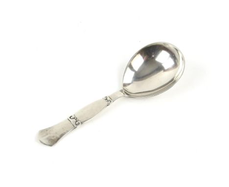 Danish silver caddy spoon by JS 1935