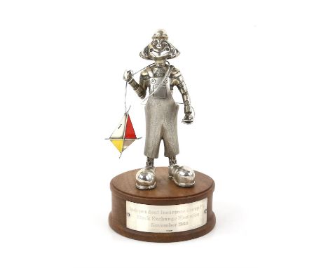 Silver and enamel clown with a kite, by Eaton & Jones, Tenterden, Sheffield 1993 to commemorate the occasion of the Independe