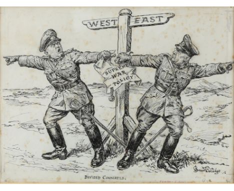 Bernard Partridge (British, 1861-1945), 'Divided Counsels', WWII original Punch sketch, pen and ink, signed and dated 'Punch 