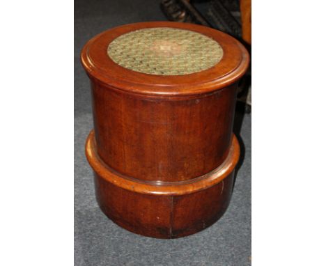 A Victorian mahogany circular commode with ceramic liner, 42cm