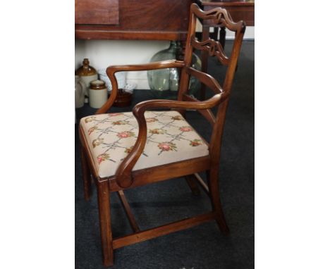 A George III mahogany carver chair with pierced ladder back on square chamfered legs, together with a 19th century Hepplewhit