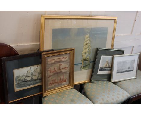 Chas Pears (20th century), in the tropics, print, 55cm by 37cm, together with four other nautical prints of Phoenician, Cyari