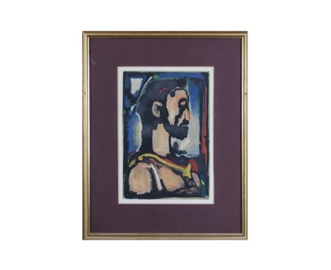 GEORGES ROUAULT (1871-1958)'Christ de Profil' Passion from Les Fleurs de Mal (1937)Colour aquatint, 34 x 23cmProvenance: With