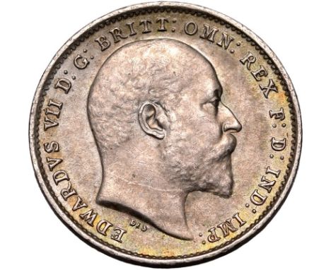 UNITED KINGDOM. Edward VII, 1901-10. Silver threepence, 1902. Royal Mint. Bare head of King Edward VII facing right; EDWARDVS