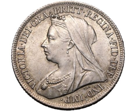 UNITED KINGDOM. Victoria, 1837-1901. Silver shilling, 1901. Royal Mint. Crowned, old and veiled bust of Victoria facing left;