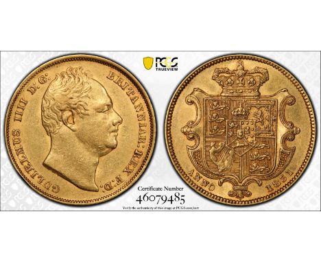 UNITED KINGDOM. William IV, 1830-37. Gold sovereign, 1831. London. First bust - WW with stops. First, bare head of William IV