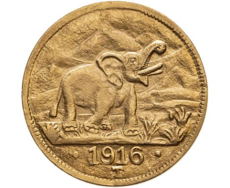 GERMANY. EAST AFRICA. Wilhelm II, 1888-1918. Gold 15 rupien, 1916. Tabora, Tanzania. At the outbreak of World War One, Dar-es