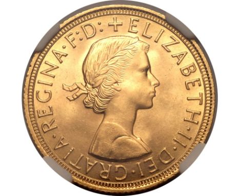 UNITED KINGDOM. Elizabeth II, 1952-2022. Gold sovereign, 1958. Royal Mint. First, laureate head of Elizabeth II facing right;