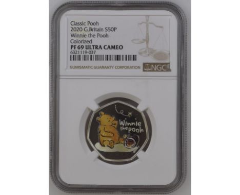 UNITED KINGDOM. Elizabeth II, 1952-2022. Silver 50 pence, 2020. Royal Mint. Proof Colour. First coin in the 'Winnie the Pooh 