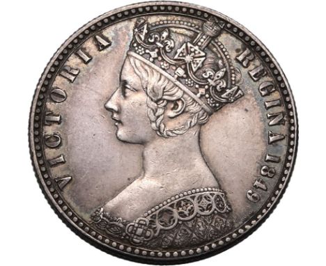 UNITED KINGDOM. Victoria, 1837-1901. Silver florin, 1849. Royal Mint. Godless. Crowned 'Gothic' head of Queen Victoria left, 