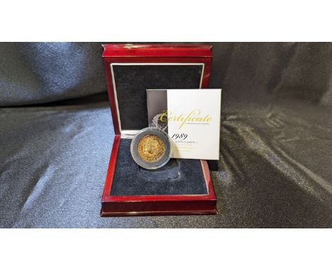 UNITED KINGDOM. Elizabeth II, 1952-2022. Gold 2 pounds (double sovereign), 1989. Royal Mint. Proof. Commemorating the 500 yea