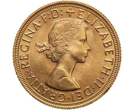 UNITED KINGDOM. Elizabeth II, 1952-2022. Gold sovereign, 1958. Royal Mint. First, laureate head of Elizabeth II facing right;