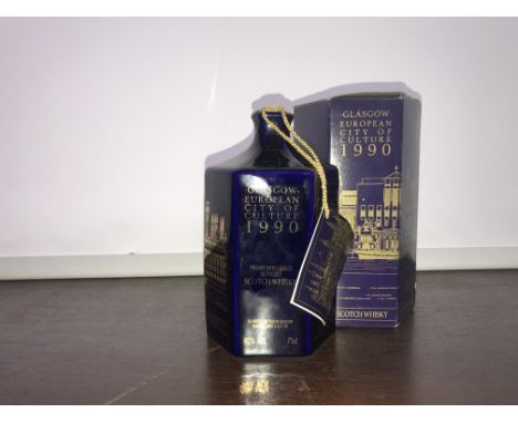 GLASGOW EUROPEAN CITY OF CULTURE 1990
Blended Scotch Whisky. 
75cl, 40% volume, in carton.  CONDITION REPORT: Very good. 