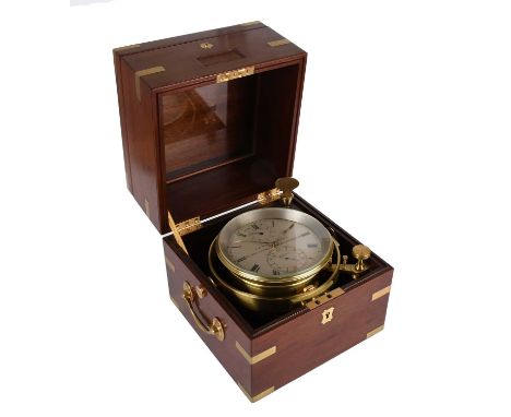 A Mahogany Eight Day Marine Chronometer, signed T.B Winter &amp; Son, 21 Grey Street, Newcastle on Tyne, No.3050, Late 19th C