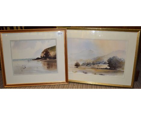 Jonathan Taylor - 'Nolton Haven, Pembrokeshire', Figures on the Beach, watercolour, signed &amp; titled verso with inscriptio