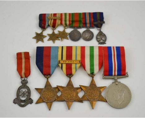 A group of six World War ll dress medals, awarded to a serving nurse, the Africa Star bears the ribbon bar "North Africa 1942