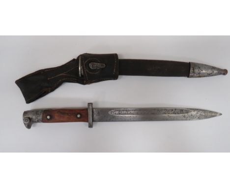 Imperial German Seitengewehr M1871/84 Bayonet With Cut Muzzle Ring 9 3/4 inch, single edged blade.  Wide fuller.  Forte with 