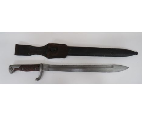 Imperial German Seitengewehr M1898/05 Sawback Butcher Bayonet 14 1/4 inch, single edged blade widening towards the point.  Wi