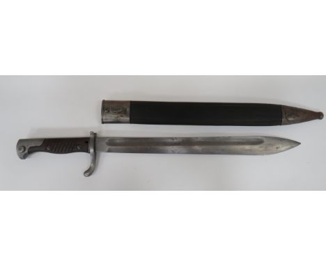 Imperial German Seitengewehr M1898/05 Early Pattern Butcher Bayonet 14 /12 inch, single edged blade widening towards the poin