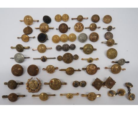 Selection of Button Sweetheart Lapel Badges various brooch fittings applied to regimental buttons.  Including 1st Vol Batt Le