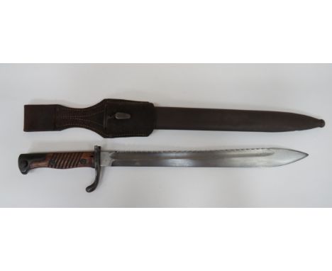 Imperial German Seitengewehr M1898/05 Early Pattern Sawback Bayonet 14 1/2 inch, single edged blade widening towards the poin