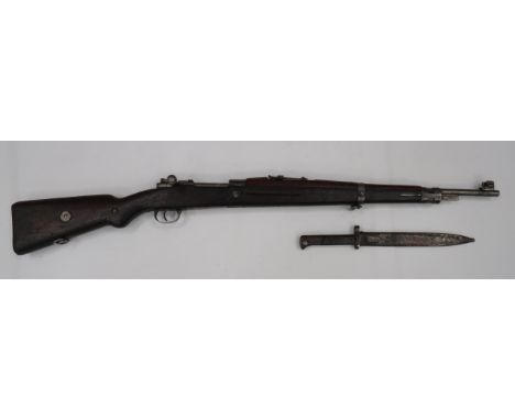 Deactivated Czech Contract Mauser Rifle 7.92 mm, 23 1/2 inch barrel with front protected sight. Rear leaf sight. Action with 