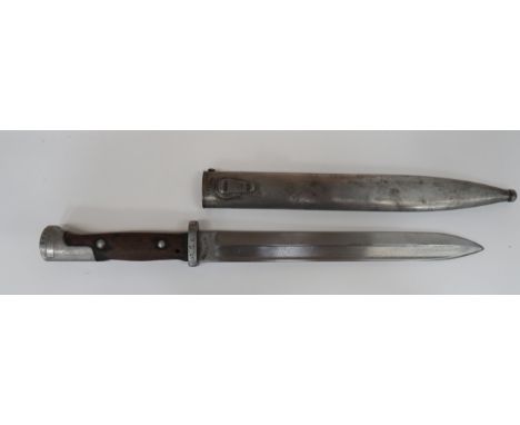 Imperial German Seitengewehr 1st Model M1884/98 Bayonet 9 3/4 inch, single edged blade.  Wide fuller extending through the po