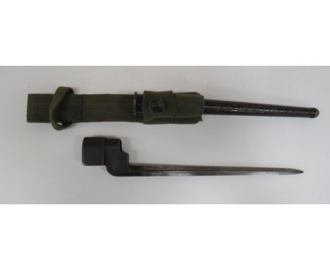 Scarce No 4 MKI Cruciform Spike Bayonet 8 inch, cruciform spike blade.  Blackened socket marked with crowned ‚'GR‚' and No 4 