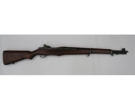 Deactivated American M1 Garand Rifle .30 cal, 24 inch, grey parkerised barrel with lower gas tube. Front sight with protectiv