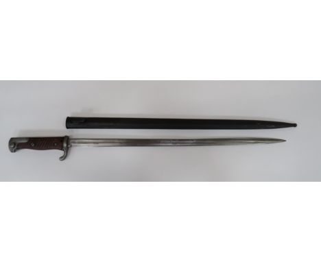 Imperial German Seitengewehr M1898 Bayonet 20 1/2 inch long, narrow, single edged, pipe back, quill point blade.  Narrow full