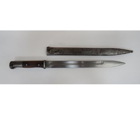 Imperial German Seitengewehr M1914 Bayonet 12 1/4 inch, single edged blade with wide fuller.  Forte with faint maker‚' detail