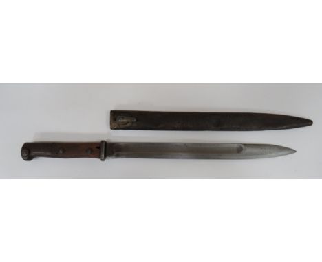 Imperial German Seitengewehr M1914 Bayonet 12 1/4 inch, single edged blade.  Wide fuller.  Back edge with inspection stamps. 