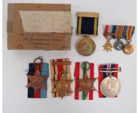 WW2 Medal Group and WW1 Miniatures late issue boxed set to ‚'G H Pickerill‚'.  Consisting 1939/45 Star, Africa Star with bar 