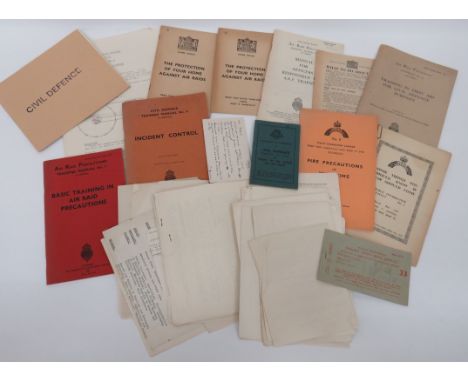 Quantity of WW2 and Post War ARP/Civil Defence Paperwork booklets include Basic Training In Air Raid Precautions 1943 ... Inc