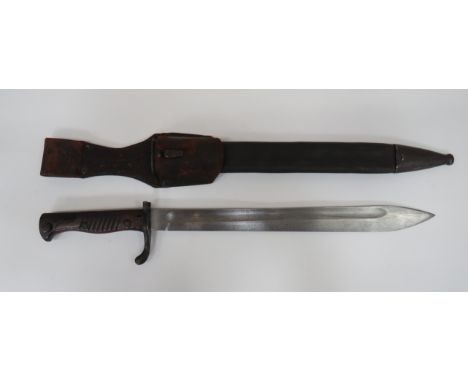 Imperial German Seitengewehr M1898/05 Early Pattern Bayonet 14 1/2 inch, single edged blade widening towards the point. Wide 