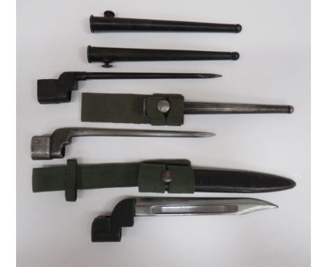 Selection of British Bayonets consisting No 9 MKI Bowie bladed bayonet, complete in its black painted, steel scabbard, comple