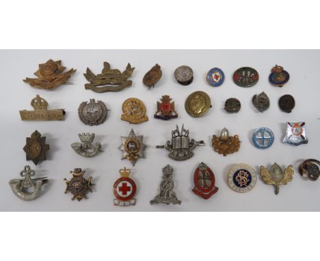 Selection of Various Lapel Badges including white metal, KC Imperial Service ... Darkened Gloucestershire ... Gilt Worcesters