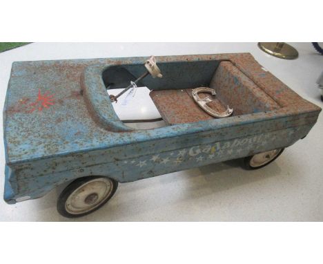 ~ A Vintage TIn Plate Child's Pedal Car, registration CHE 4531, with plastic three-spoke steering wheel, solid wheels and tyr