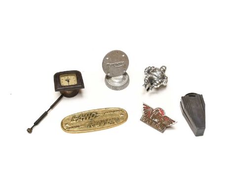 ~ A Vintage Michelin Man Metal Advertising Figure, 10cm, An Oval Landrover Advertising Plaque, A 1930's Petbow Car Badge, num