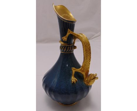 Royal Worcester flagon, pear shaped with dragon handle retailed by Waring and Gillow of Oxford Street, 29.5cm (h)
