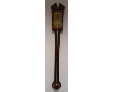 A Fox Ely 19th century mahogany cased mercury stick barometer with brass dial, 95cm (h)