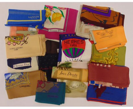 A quantity of silk scarves to include Hermes, Lanvin, Christian Dior and Celine (19)