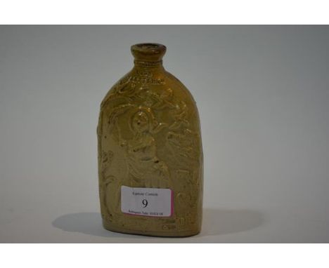 A Stephen Green, Lambeth "Mr & Mrs Caudle" stoneware spirit flask, c. 1840 moulded to the reverse with the figure of "Miss Pr