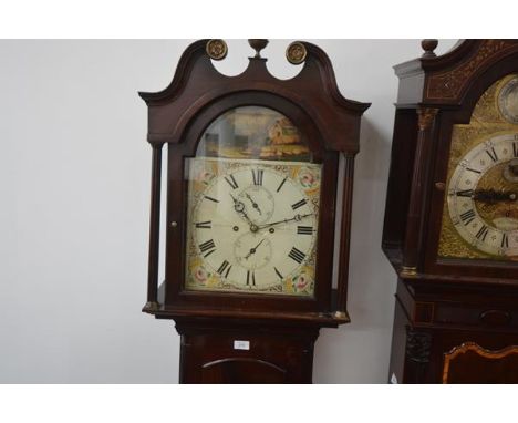 An early 19th century Scottish mahogany longcase clock, the painted dial signed Jas. Ritchie, Edinburgh, within Roman numeral