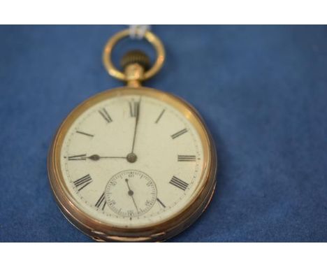 An 18ct gold open face pocket watch, c. 1900, the white enamel dial with Roman numerals and subsidiary seconds dial, keyless 