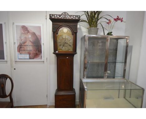 A Scottish mahogany longcase clock, the late 18th century gilt-brass and silvered dial signed J. Stewart, Glasgow in the arch