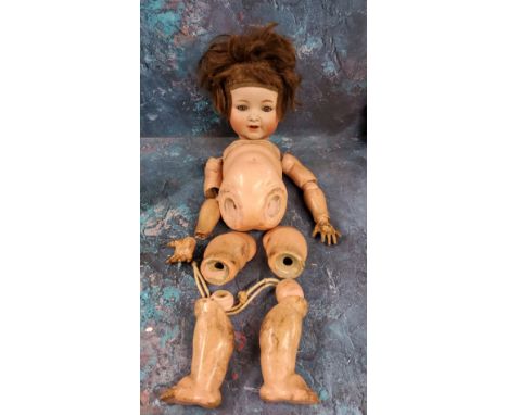 A Kammer &amp; Reinhardt / Simon &amp; Halbig bisque character doll, German, c. 1914, impressed 126 36, with open mouth, two 